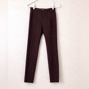 Elle Red Black Plaid Stretch Pants XS Straight Y2K